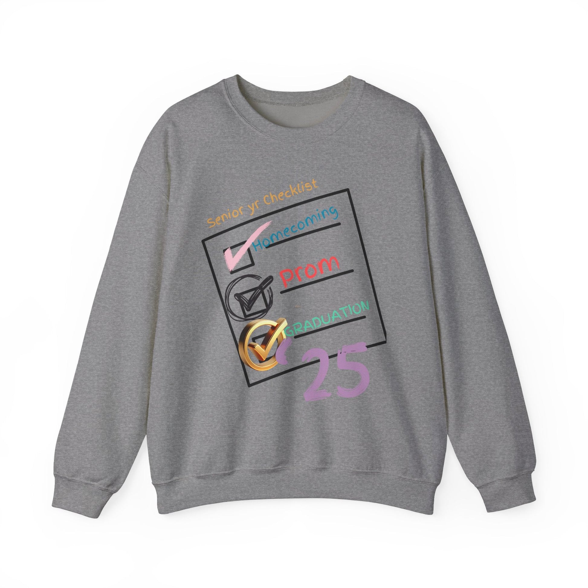 Senior Year Checklist Crewneck Sweatshirt - Perfect for Graduation and Prom Celebrations - Ormond Beach Boutique