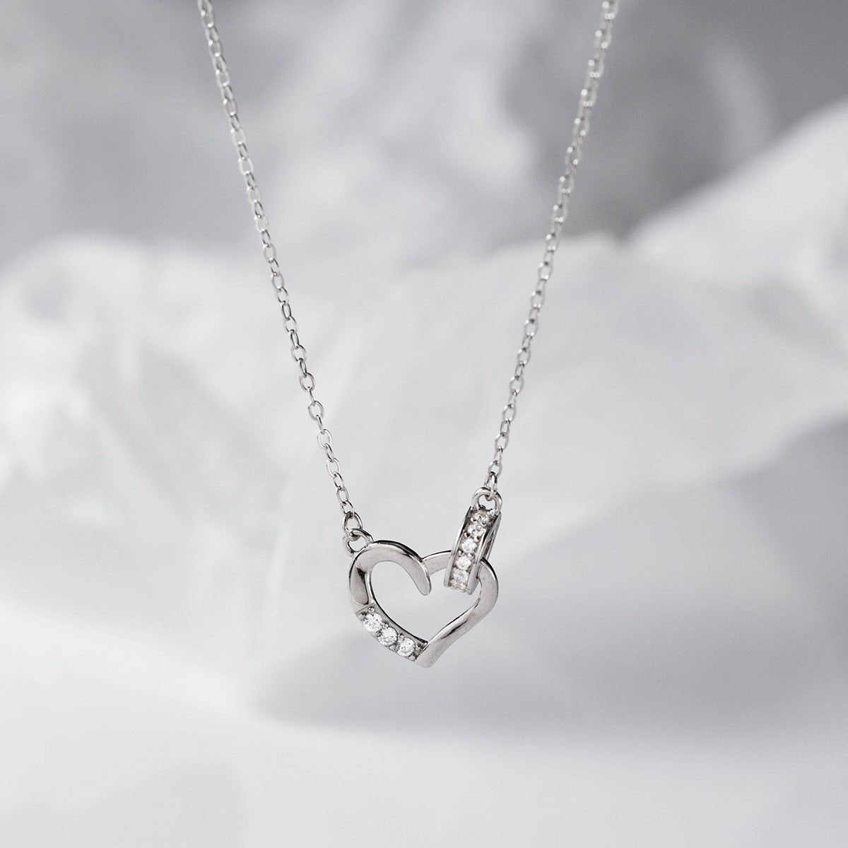 Silver Sweet Special - interest Design Diamond Love Necklace - Ormond Beach Boutique