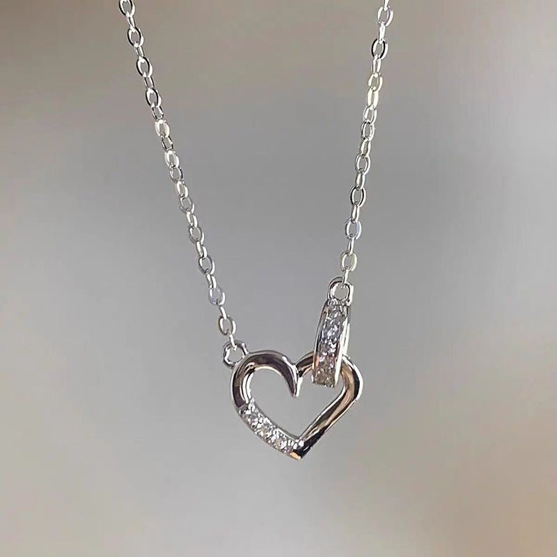 Silver Sweet Special - interest Design Diamond Love Necklace - Ormond Beach Boutique