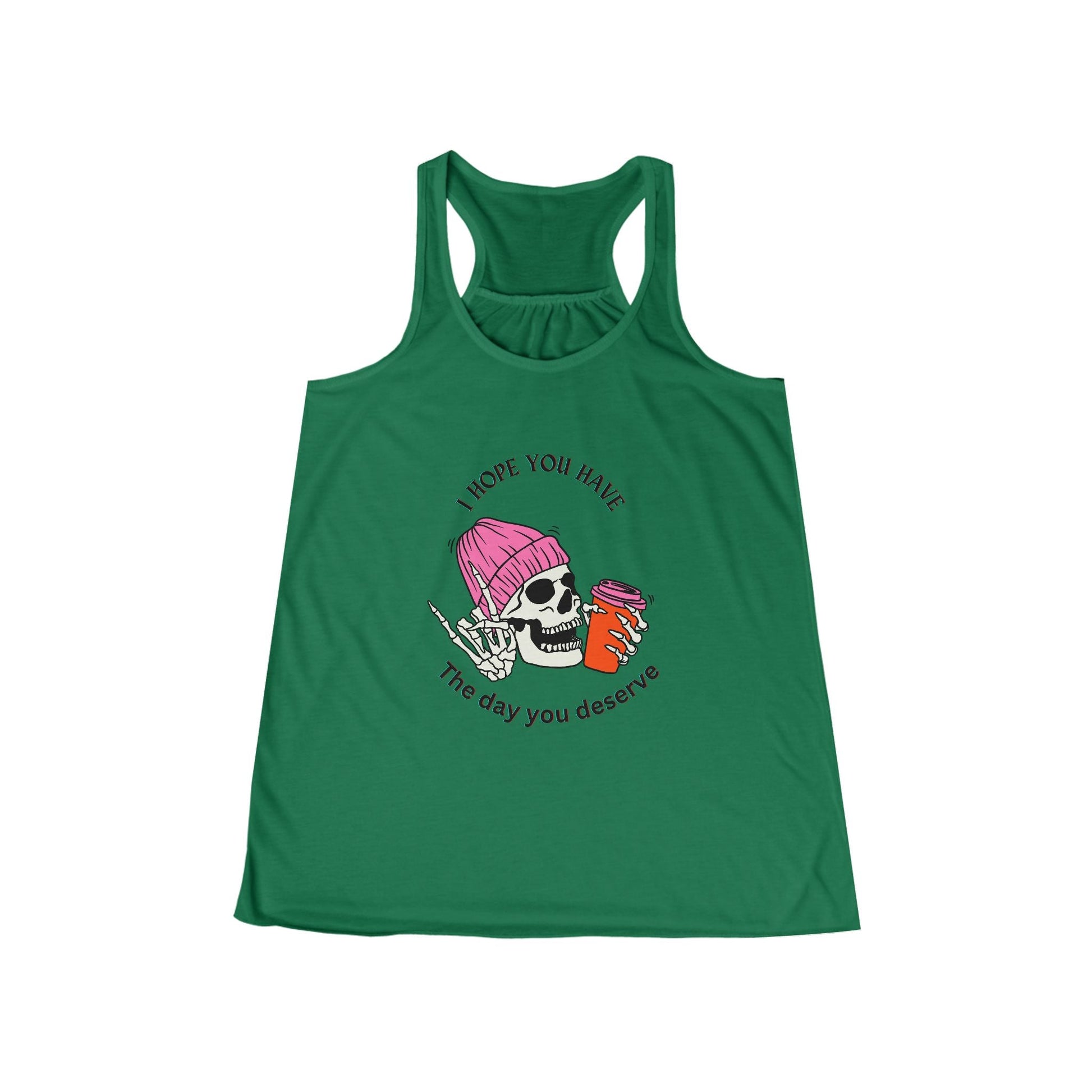 Skull & Coffee Inspirational Flowy Racerback Tank for Women - Ormond Beach Boutique