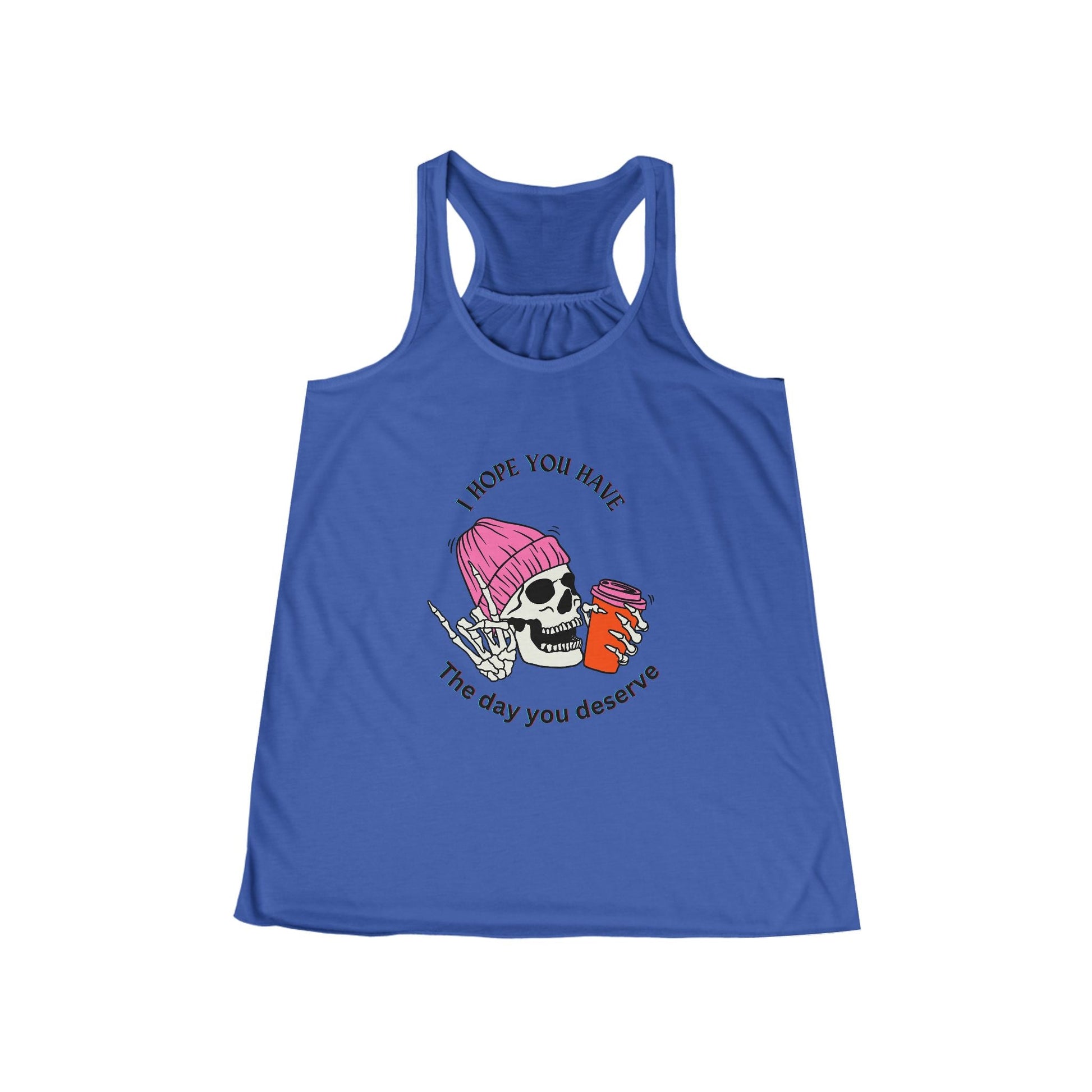 Skull & Coffee Inspirational Flowy Racerback Tank for Women - Ormond Beach Boutique