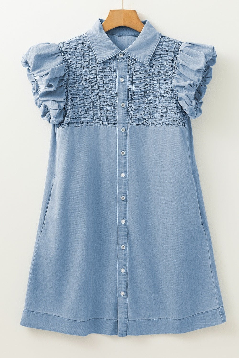 Smocked Collared Neck Cap Sleeve Denim Dress - Ormond Beach BoutiqueTrendsiOrmond Beach Boutique29285731 - d9c8 - 4cea - ac7c - 921f4a76dd26 - Max100100175895069100100175895069MediumXL