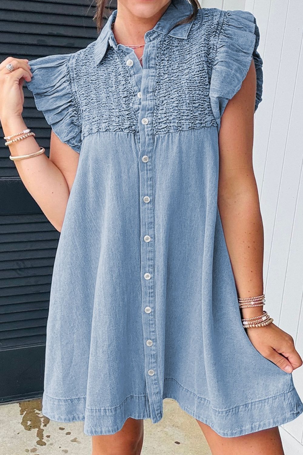 Smocked Collared Neck Cap Sleeve Denim Dress - Ormond Beach BoutiqueTrendsiOrmond Beach Boutique61dbb004 - bf5c - 49b9 - b4bf - 4a2458793900 - Max100100175895069100100175895069MediumXL