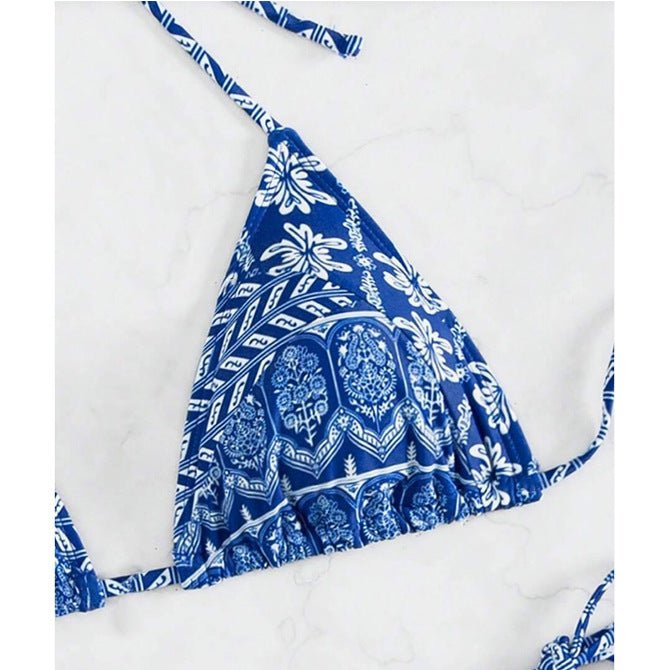 Split Bikini Printing Stitching Bandage Swimsuit - Ormond Beach Boutique