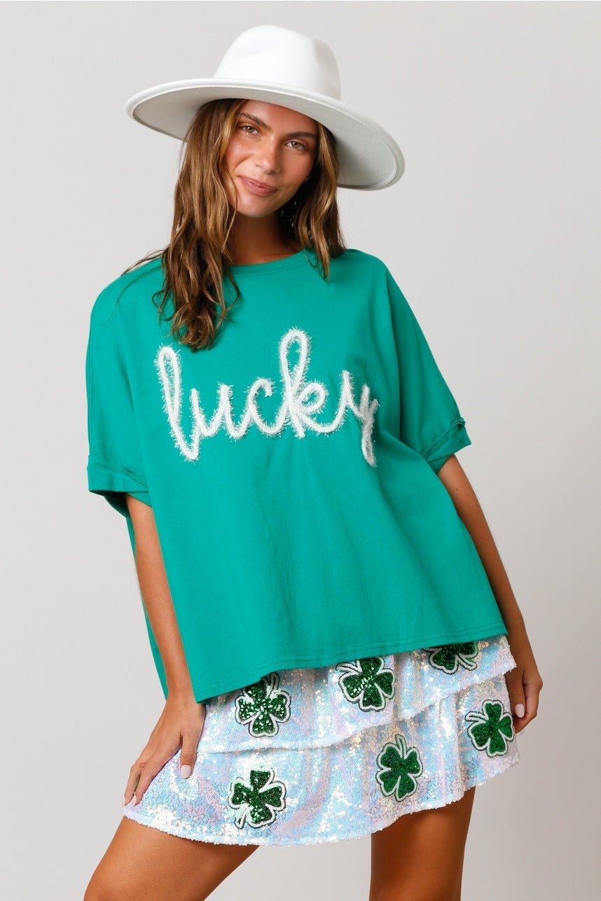 St Patrick Sequined Top Loose T-shirt For Women - Ormond Beach Boutique