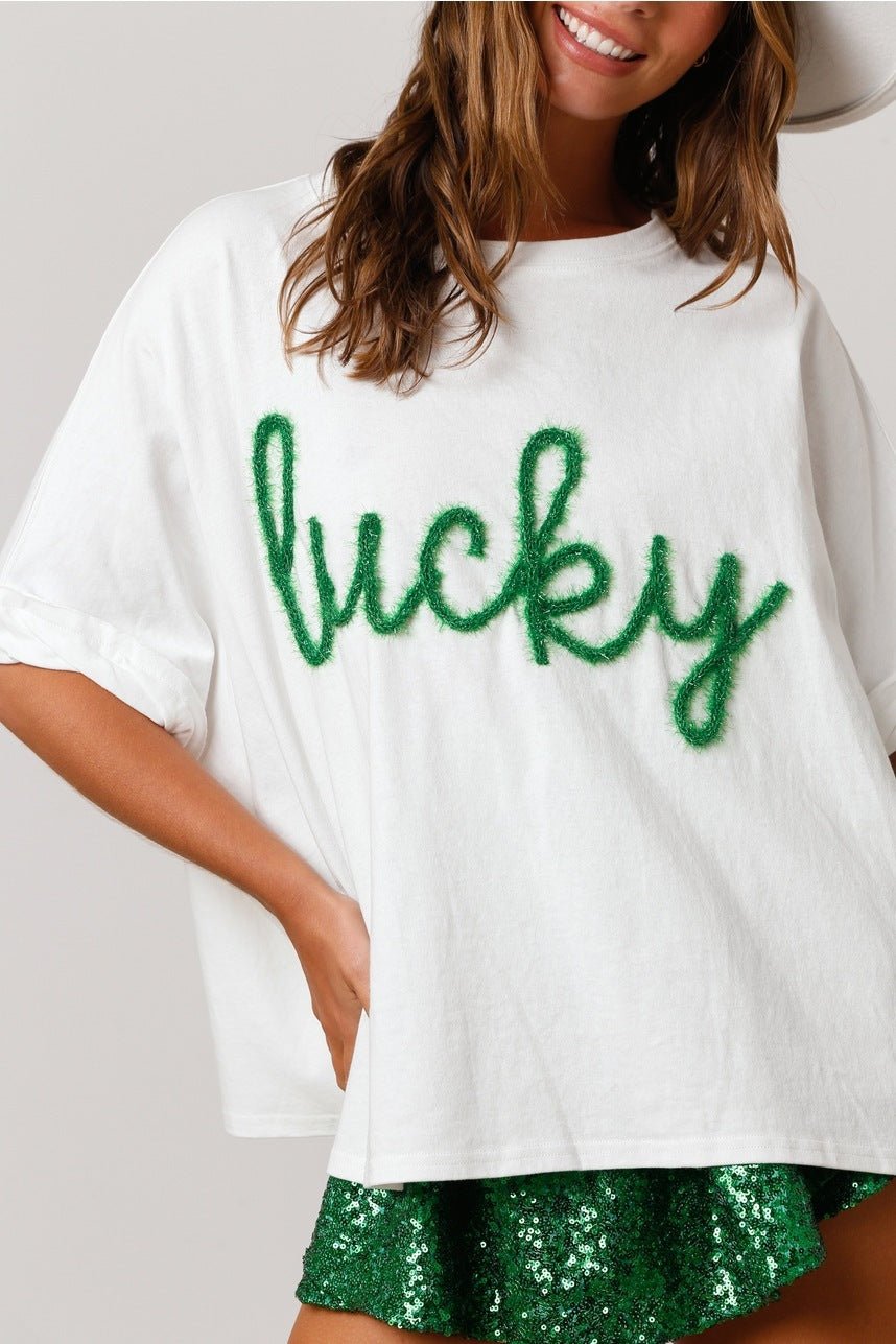 St Patrick Sequined Top Loose T-shirt For Women - Ormond Beach Boutique