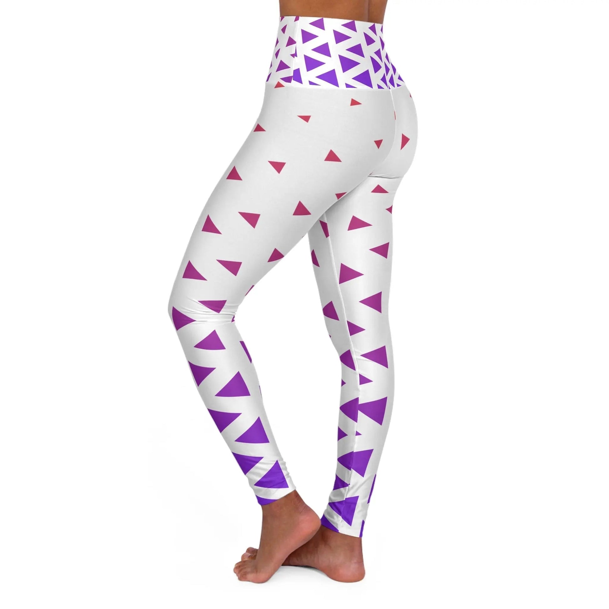 Stylish High Waisted Yoga Leggings with Abstract Triangle Design - Ormond Beach Boutique