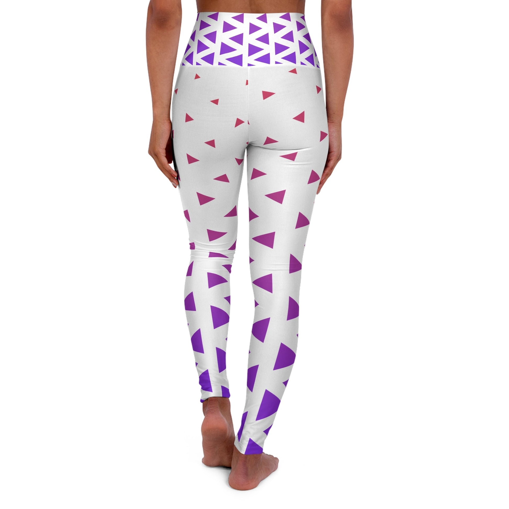 Stylish High Waisted Yoga Leggings with Abstract Triangle Design - Ormond Beach Boutique