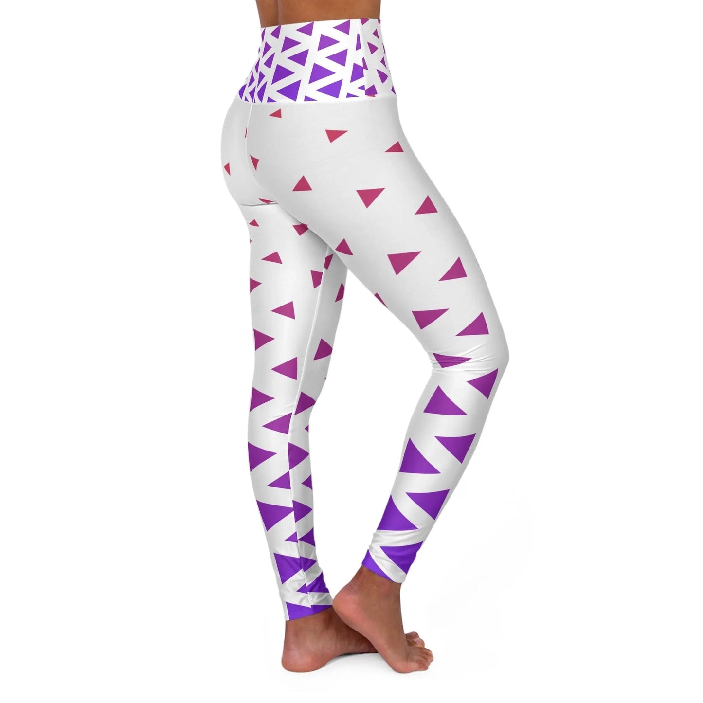 Stylish High Waisted Yoga Leggings with Abstract Triangle Design - Ormond Beach Boutique