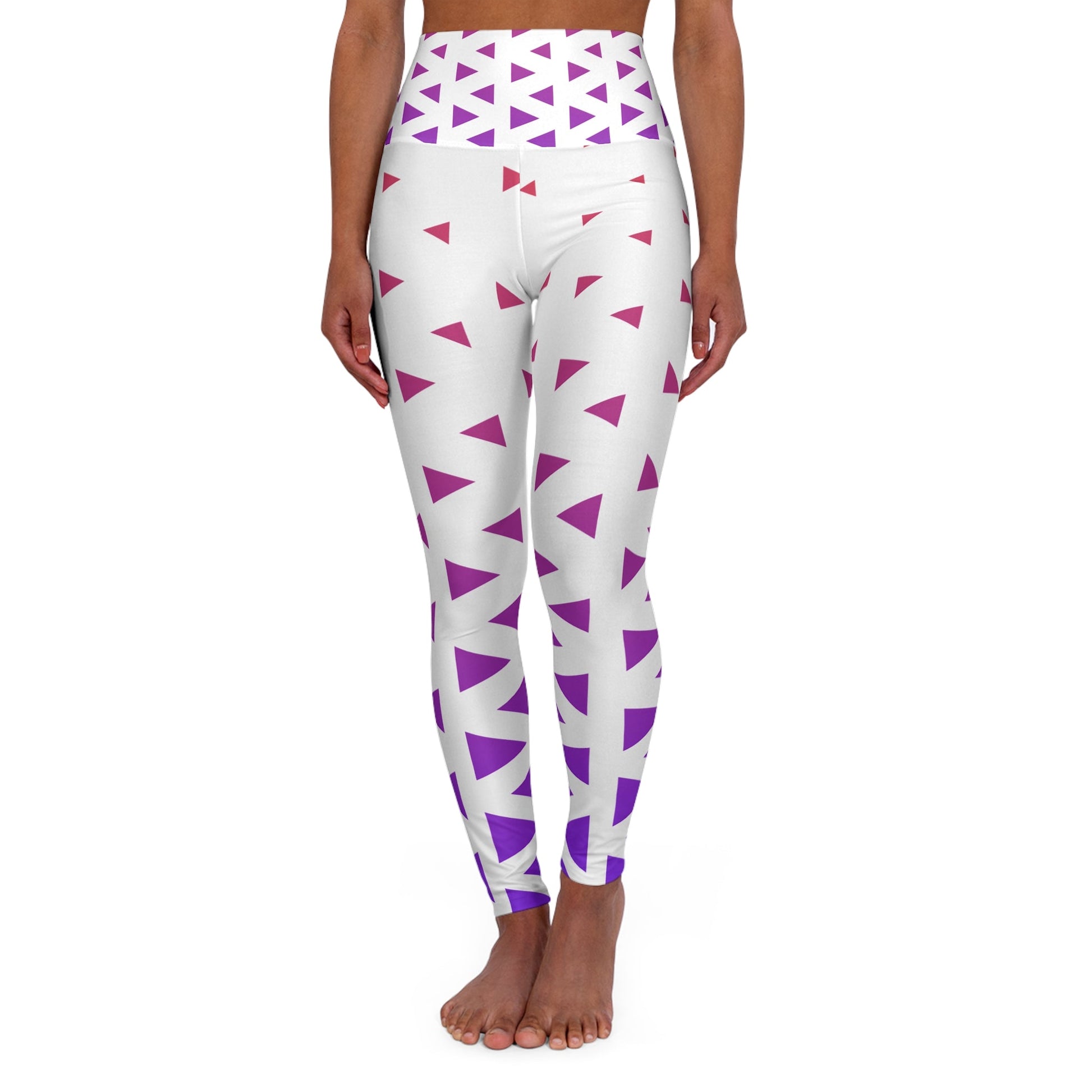 Stylish High Waisted Yoga Leggings with Abstract Triangle Design - Ormond Beach Boutique