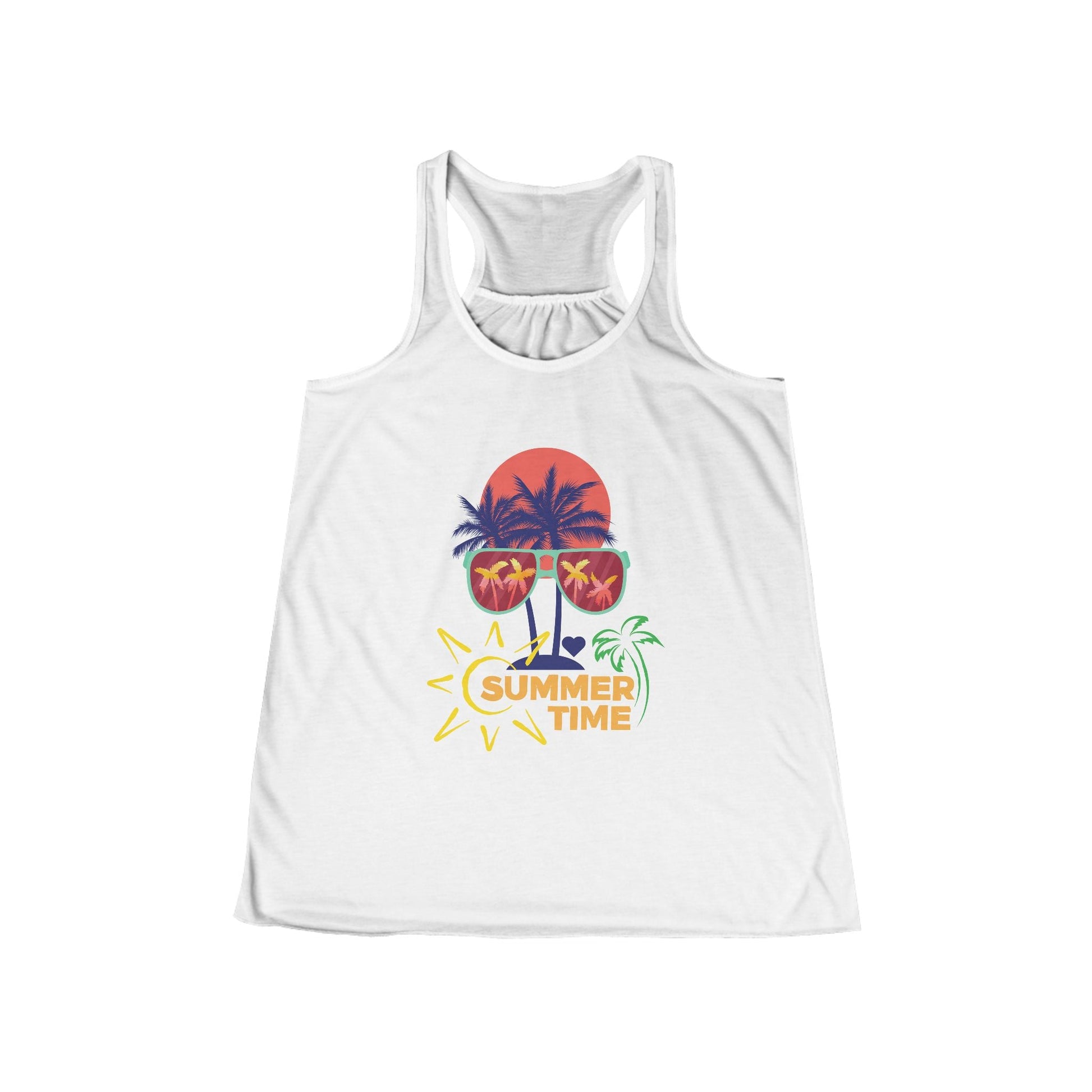 Summer Vibes Flowy Racerback Tank - Perfect for Beach Days and Casual Outings - Ormond Beach Boutique