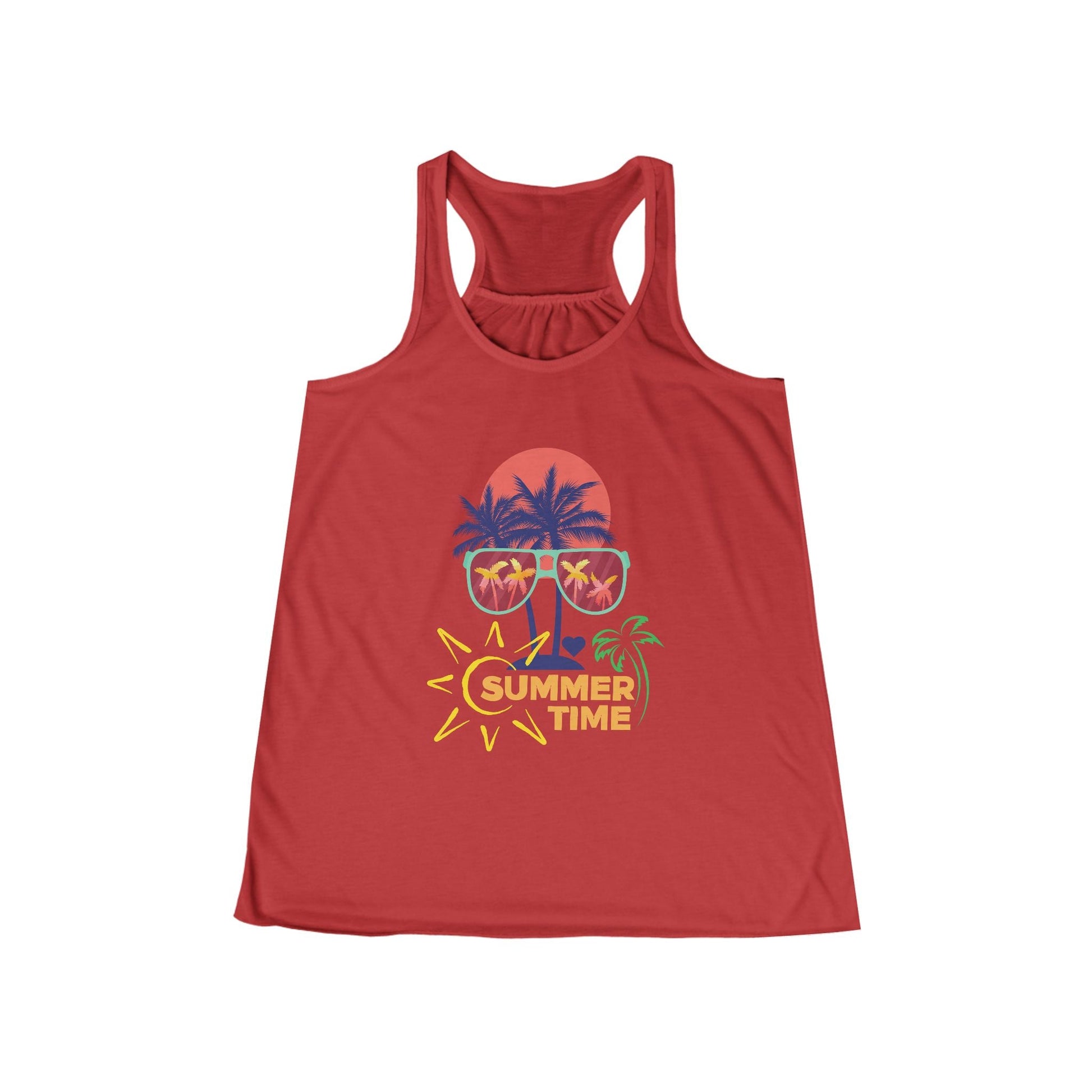 Summer Vibes Flowy Racerback Tank - Perfect for Beach Days and Casual Outings - Ormond Beach Boutique