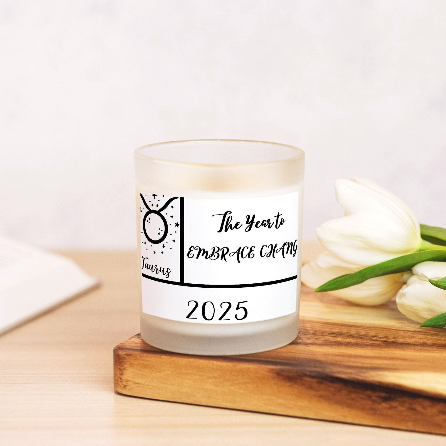 TAURUS Candle Frosted Glass (Hand Poured 11 oz) - Ormond Beach Boutique