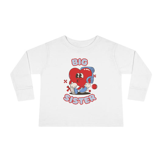 Toddler Long Sleeve Tee - Cute 'Big Sister' Design for Kids - Ormond Beach Boutique