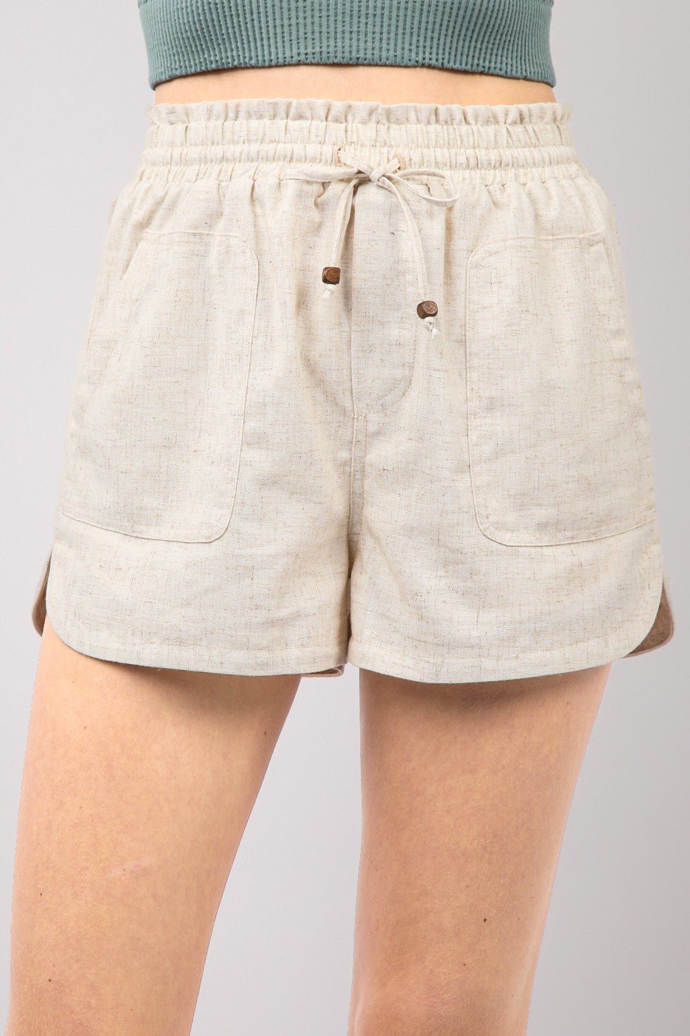 VERY J Drawstring Elastic Waist Linen Shorts - Ormond Beach Boutique