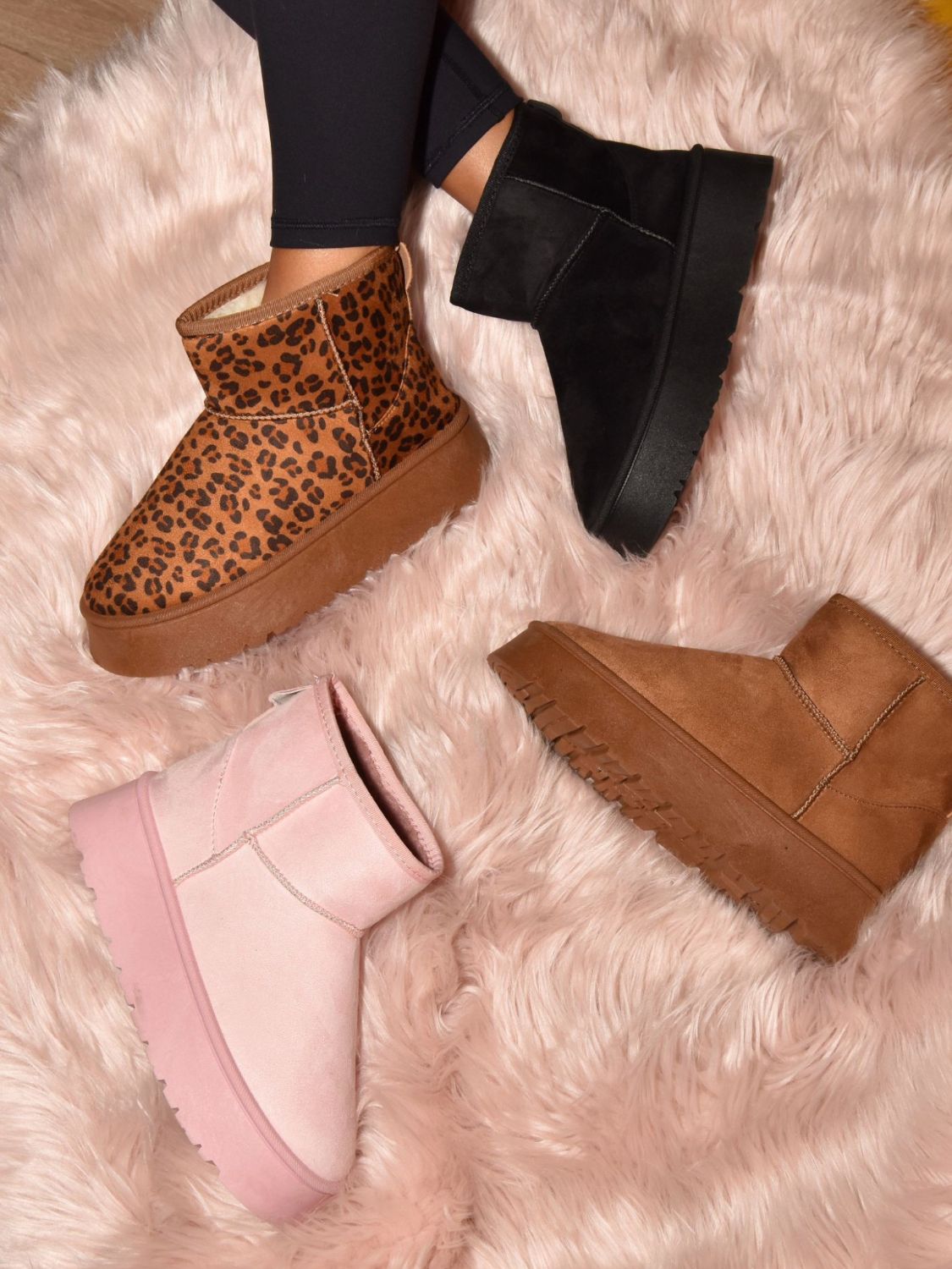 WILD DIVA Thermal Furry Leopard Platform Booties - Ormond Beach Boutique