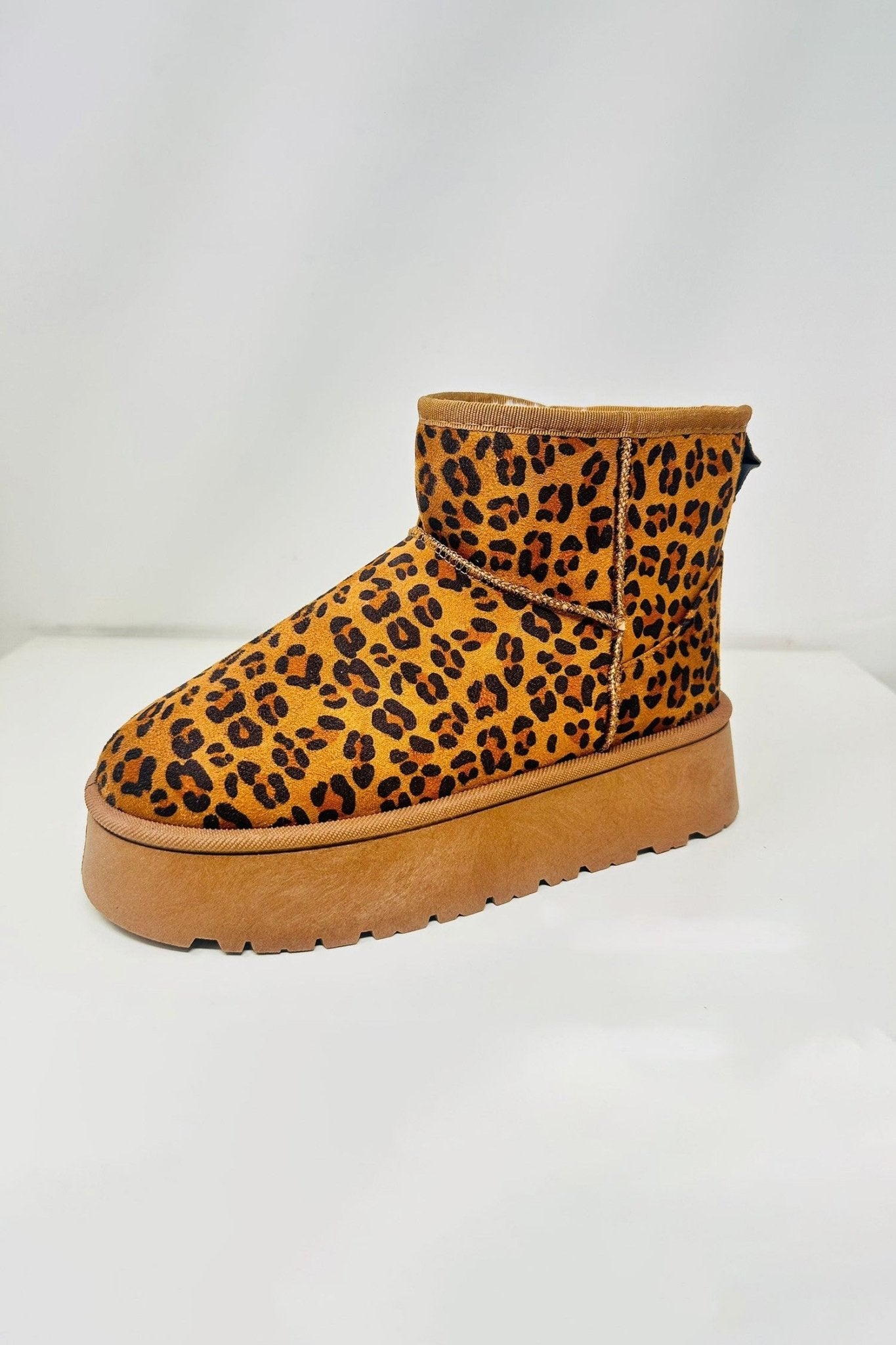 WILD DIVA Thermal Furry Leopard Platform Booties - Ormond Beach Boutique